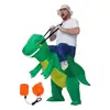 Disfraz de dinosaurio inflable Tiranosaurio Rex de dibujos animados para niños, disfraz de actividad escolar estilo TikTok, atuendo de mascota para actuación