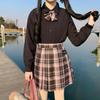 Uniforme JK de la Canción de la Noche Polar Falda a Cuadros Camisa Negra Plisada Conjunto Estilo Academia Camisa Estudiante Femenina Uniforme Escolar Estilo Japonés