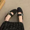 Zapatos Mary Jane Retro Franceses para Mujer 2026 Nuevos Zapatos Cálidos Forrados de Borrego Peludos de Otoño e Invierno Zapatos Planos de Suela Única Gorro Zapatos de Algodón