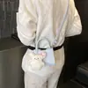 Bolsa de Ombro Único Estilo Coreano para Meninos e Meninas, Lindo Pingente de Pelúcia, Bolsa de Mão para Bebê, Mini Bolsa Infantil Estilosa com Laço