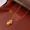Colar de pérolas fritillary Ji sereia galvanizada a ouro real, corrente de clavícula simples francesa, colar retrô elegante e personalizado