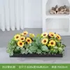 Flores Artificiales Paisajismo Girasol Flores Artificiales Valla Plantas Verdes Maceta Canaleta para Flores Separador de Girasol Decoración de Esquina Flores de Borde de Camino