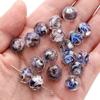 12x Contas redondas planas de cristal de vidro lapidado de 10mm feitas à mão para joias DIY, contas soltas com miçangas à mão, material para corrente de celular
