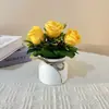 Nuevo Lazo de Cuerda de Cáñamo de Rosa de Tres Orejas Adornos de Estilo Pastoral para Bonsái en el Hogar Sala de Estar Lugar para Fotografía de Bodas