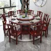 Nuevo Juego de Mesa y Sillas de Comedor de Pizarra Estilo Chino, Madera Maciza, Mesa de Comedor Redonda Simple Moderna para Familias Grandes, Adecuado para Reuniones en Casa