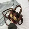 Bolso de Mano Retro a Cuadros Estilo Coreano Personalidad Bloqueo de Color Bolso Cubo Estilo Dibujos Animados Lindos Bolso Cruzado de Hombro de Nicho