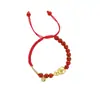 Pulsera de Calabaza Estilo Chino de 26 Años para Buena Suerte en el Año de Nacimiento, Pulsera Sencilla y Elegante de Cuerda Roja Trenzada con Ágata Roja