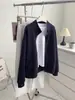 Sudadera tipo chaqueta azul marino, favorecedora, rejuvenecedora, talla grande, con cuello alto, capa de aire y cierre de cremallera