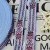 Cinta de Ribeteado de Borde de Cinta Tejida Bordado Jacquard Estilo Étnico Diamante Rayado Tira de Lazo Hecha a Mano DIY de 1.5cm Cinta para Embalaje de Caja de Regalo