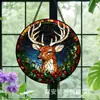 Pingente de Vidro de Rena de Natal Transfronteiriço Janela de Vitral Pintada Decoração de Jardim de Fadas Presente Pegador de Sol