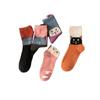 Calcetines planos de algodón con estampado de gato y cabeza grande para mujer, calcetín cálido y grueso de Amazon, informales, con dibujos animados, al por mayor.