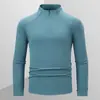 Camiseta Deportiva Unisex de Manga Larga con Media Cremallera y Cuello Alto para Pareja, para Primavera y Otoño, Casual Ajustada, Transpirable, Elástica y de Secado Rápido