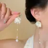 Pendientes Largos con Borlas Geniales y Elegantes para Mujer, Pendientes de Botón de Lujo Ligero y Temperamento de Alta Gama, Nuevos Pendientes Verano 2026
