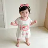 Macacão de Verão 2026 Classe A para Bebê em Algodão Puro de Manga Curta, Body Sem Costura para Recém-Nascidos, Roupa Fina para Engatinhar em Casa