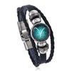 Explosiones transfronterizas 12 constelaciones Joya del tiempo pulsera de cuero pulsera de cuero tejida a mano con cuentas vintage venta al por mayor