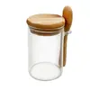 Frasco de Vidrio con Cuchara Multigrano Contenedor Hermético Multiusos Transparente Hermético Grande Lata para Té Frutos Secos Snacks Frasco de Almacenamiento de Alto Borosilicato