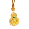 Tienda de Oro Puzuo Mismo Estilo Oro Arena Accesorios DIY con Diamantes Colgante de Calabaza Verde Collar para Mujer Estilo Chino Cadena para Clavícula de Temperamento