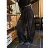 Jeans de Alta Resistencia con Tachuelas y Pedrería para Mujer, Nuevo Estilo Primavera 2026, Corte Holgado, Cintura de Atar, Pierna Ancha, Pantalones de Campana Largos hasta el Suelo