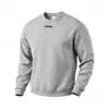 Moletom Masculino Casual Oversize Cor Sólida Gola Redonda com Logo de Silicone, Veludo Adicionado, Pesado, Solto, Europeu e Americano, Outono e Inverno