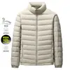 Chaqueta de plumón para hombre 2026 Invierno Ligera Costillada Cuello alto Chaqueta de plumón de Otoño 90% plumón para usar por dentro y por fuera Abrigo Cálido