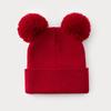 Gorro de punto lindo con pompón de lana personalizado transfronterizo para otoño e invierno, estilo coreano ins, color liso, doble pompón de lana, gorro de lana versátil