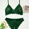 Comercio Exterior Sujetador Inalámbrico Sexy Transparente con Adorno de Encaje y Lazo, Conjunto de Tres Piezas Sin Aros 8326