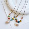 Collar de cuentas de cerámica Jingdezhen con forma de concha marina de color nicho transfronterizo, cadena de clavícula fresca y dulce