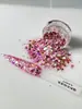 Glitter para Unhas Lantejoulas Quadradas Tamanho Misto Flocos de Glitter Quadrados Laser Colorido Pó de Glitter