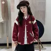 Nueva chaqueta de béisbol color block estilo coreano para niñas de otoño, abrigo moderno holgado de corte ajustado para niñas, chaqueta de moda para primavera y otoño
