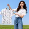 Camiseta de Manga Corta Holgada y Versátil para Hombro Derecho para Mujer 2026 Nuevo Estilo Coreano Hermoso Diseño Top Camiseta de Verano para Mujer