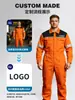 Macacão de trabalho customizado com bloqueio de cores e faixa refletiva para exportação, modelo primavera e outono, feito de poliéster-algodão durável, adequado para equipes e proteção do trabalho