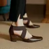Versión de Piel de Vaca~Bailarinas Retro de Tira Cruzada, Sandalias de Punta Cerrada para Mujer, Zapatos de Tacón Cuadrado para Mujer, Zapatos Mary Jane de Tacón Grueso
