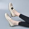 Mocassins Fivela Quadrada Primavera 2025 Novos Moda e Mais Fácil de Combinar Salto Grosso Sapatos Sociais Femininos Casuais Solado Macio Sapatos de Trabalho