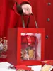 Saco de Presente Balde Transparente de Abraço de Ano Novo Bolsa de Mão Única Bolsa com Janela Caixa de Presente para Assar Caixa de Doces para Casamento Embalagem