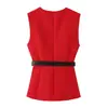 Venta al por mayor Verano 2026 Nueva Ropa Femenina Estilo Europeo y Americano, Chaleco Elegante de Tres Colores Decorado con Botones 26214