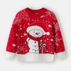 2025 Novo Pulôver de Tricô de Fundo Europeu e Americano de Outono e Inverno para Meninas, Suéter Infantil de Natal Fofo de Desenho Animado com Floco de Neve