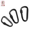 Fábrica en stock aleación de aluminio electroforesis negro hebilla de montañismo tipo d con bloqueo gancho para exteriores hebilla con bloqueo de tuerca accesorios para mochila