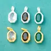 Prata Esterlina S925 Estilo Ins Pingente de Gema Facetada de Diamante Artificial Banhado a Ouro Pulseira Pingente de Colar Contas DIY