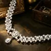 Novo Colar de Pérolas Cravejado com Diamantes Europeu e Americano Transfronteiriço Nova Moda Exagerada Acessórios para Vestido de Noiva e Jantar
