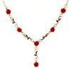 Set de Pulseras de Flor de Rosa Estilo Francés Retro para Mujer, Collar y Pulsera de Rosa Roja Personalidad Estilo Europeo y Americano Moderno