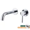 Torneira de parede oculta de latão para água quente e fria, design simples embutido, aço inoxidável 304