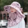 Nuevo Sombrero de Pescador de Ala Ancha Anti-UV de Verano para Mujer con Chal, Lujo Ligero, Versátil, Hace que la Cara Parezca Más Pequeña, Se Puede Atar en una Cola de Caballo