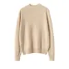 Suéter de punto de cachemir 100% puro, estilo nuevo, primera línea, listo para usar, cuello semi-alto, tejido sin costuras, versátil