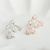 Pendientes de dos piezas con diseño de flor de Ganjia sin dormir en plata de ley 925 con temperamento artístico, color madreperro, pétalos de pez sellado, regalo