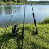 Caña de Pesca para Micro-Pesca de Fibra de Carbono al por Mayor, Caña de Pesca de Fibra de Carbono Ultraligera y de Acción Rápida con Mango Recto