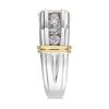 Hecheng Anillo para Hombre Nuevo Bicolor Platinado Transfronterizo Joyería para Hombre de Cobre Blanco con Zirconias Incrustadas de Venta Caliente Europea y Americana