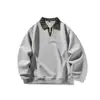 Moletom Yidao Vintage Outono 2025 Novo Estilo Retro Americano Falso Duas Peças Patchwork Xadrez Gola Polo Solto Manga Longa