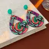 Pendientes Geométricos de Gota de Agua Pintados con Aguja de Plata Estilo Bohemio Festivo Pendientes de Nicho Pendientes Personalizados Retro de Alta Gama