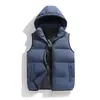 Colete com Capuz Masculino Outono Inverno Acolchoado Quente Algodão Casual Solto Ombro Caído Roupa Externa Suporta Compra em Grupo Impressão de Logo