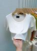 Camisa Camiseta de Mujer Top Camiseta Ropa Interior de Mujer Blanco Primavera Cuello Bajo Slim Slim Camisa Base Camiseta Base 2025